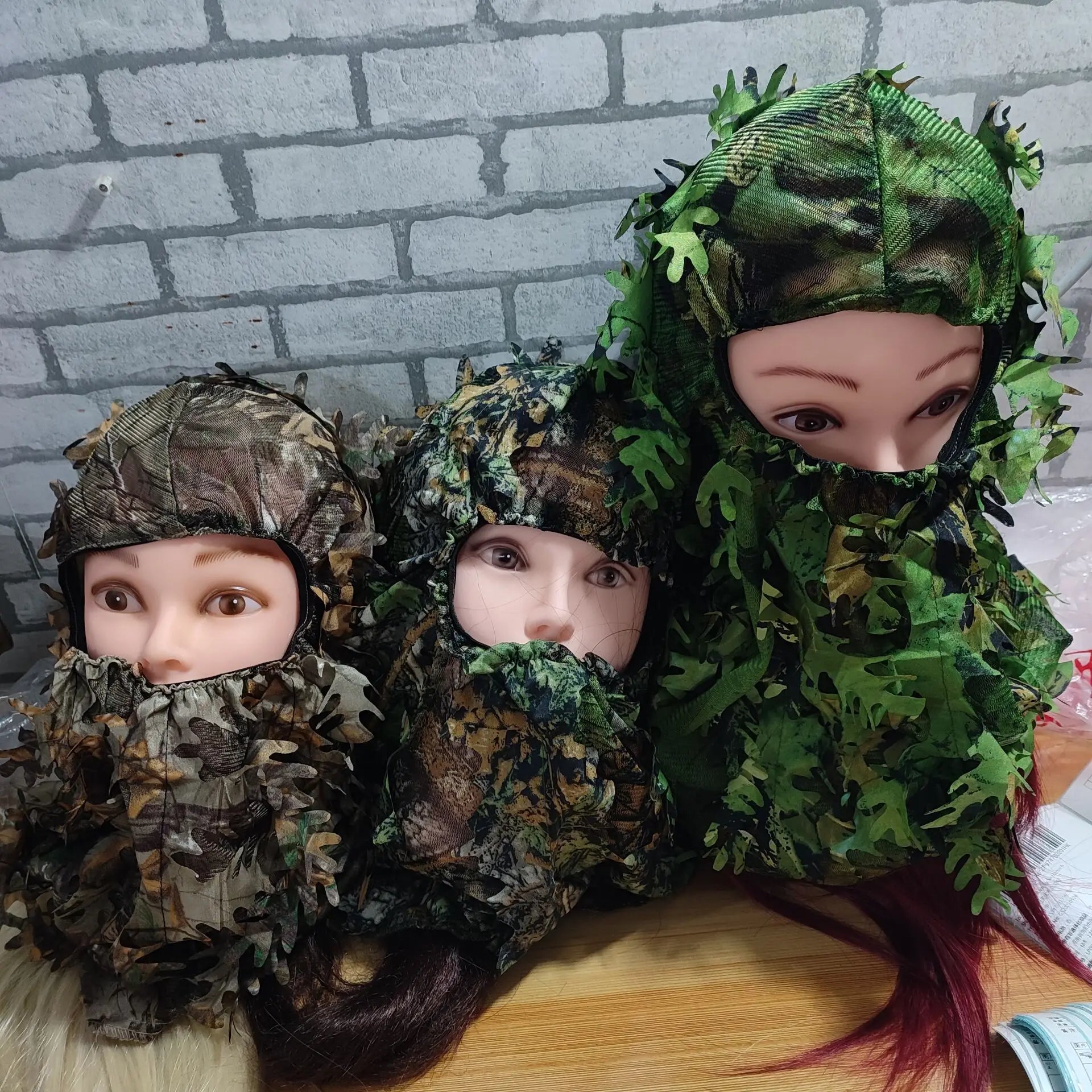 3D Leaf Mask Cap Integrated Camouflage Headgear Mask Ghillie Face Mask Hood Ghillie Camouflage Full Cover Headwear Hunting Parts