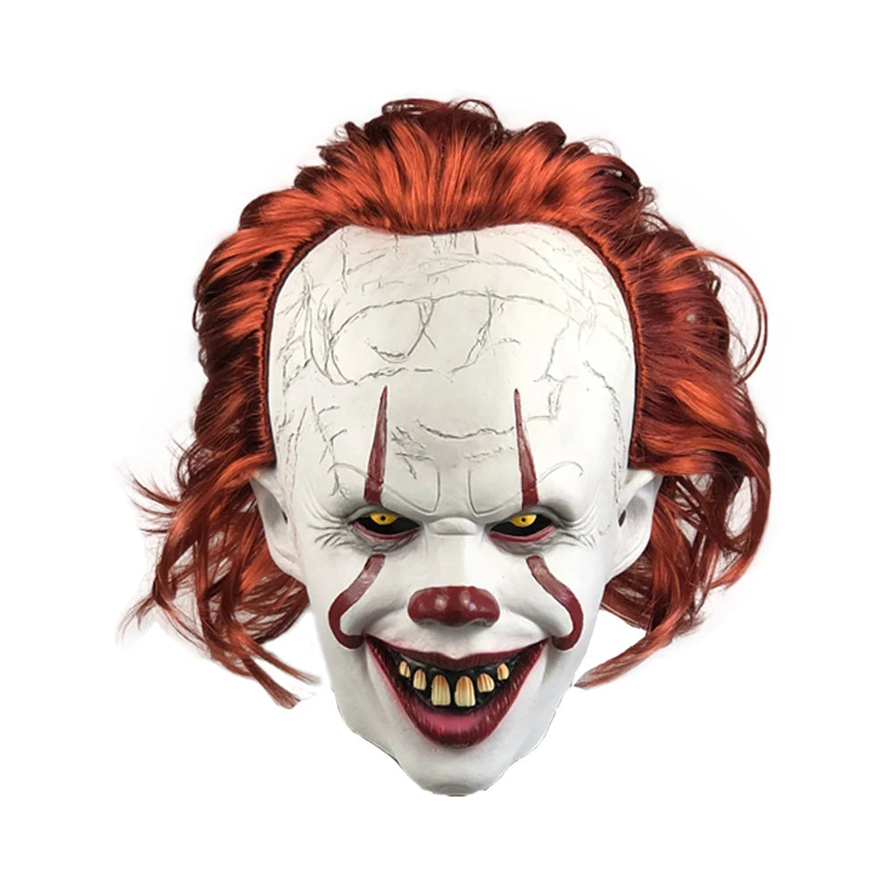 Creepy Pennywise Joker Mask Cosplay Horror Evil Demon Clown Killers Latex Helmet Halloween Carnival Party Costume Props Gifts